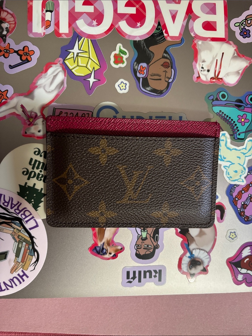Louis Vuitton Fuchsia Pink and Brown Monogram Cardholder Wallet | LV Card Holder - Picture 9 of 10